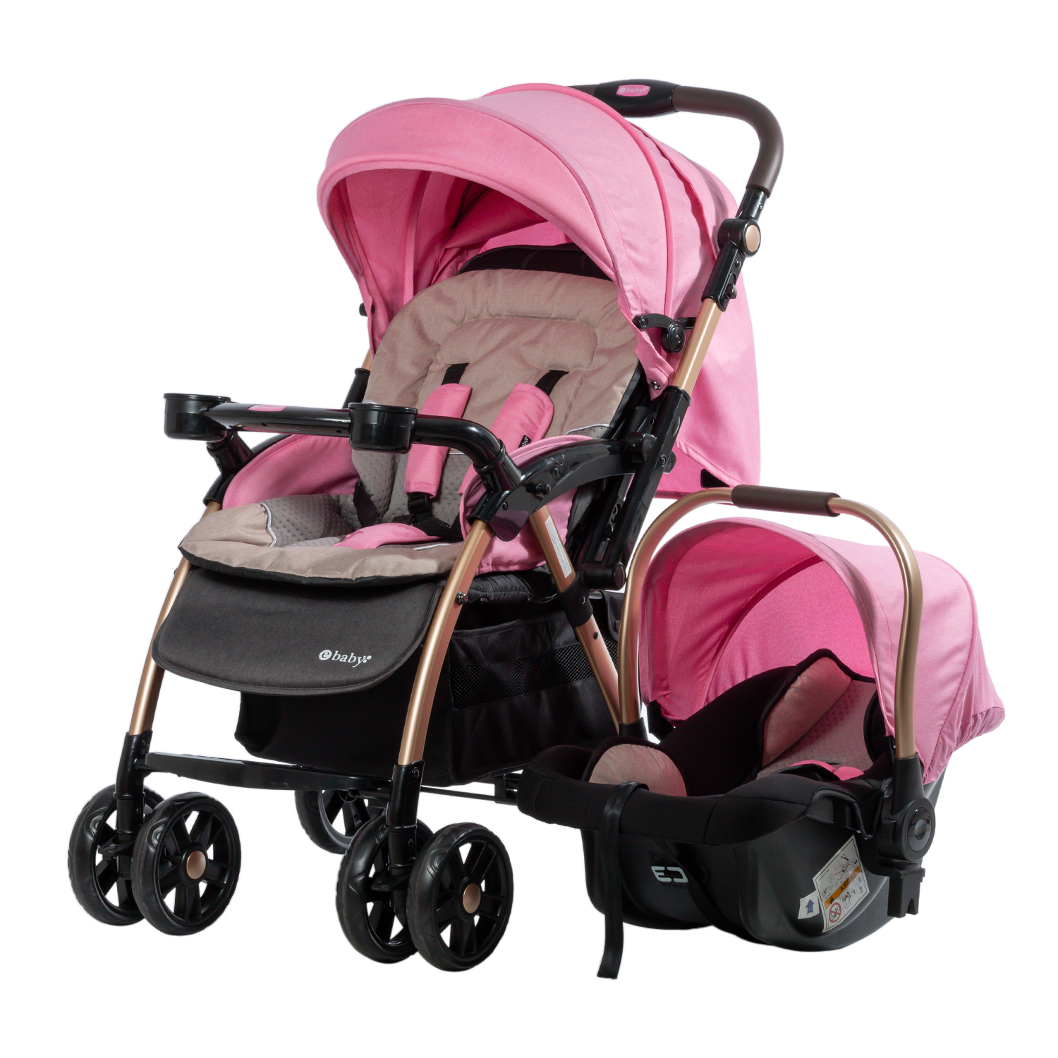 CARRINHO DE BEBE EBABY 1092 ROSA